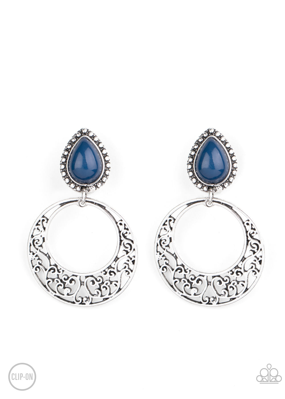 Paparazzi Exotic Escape - Blue Clip-On Earrings