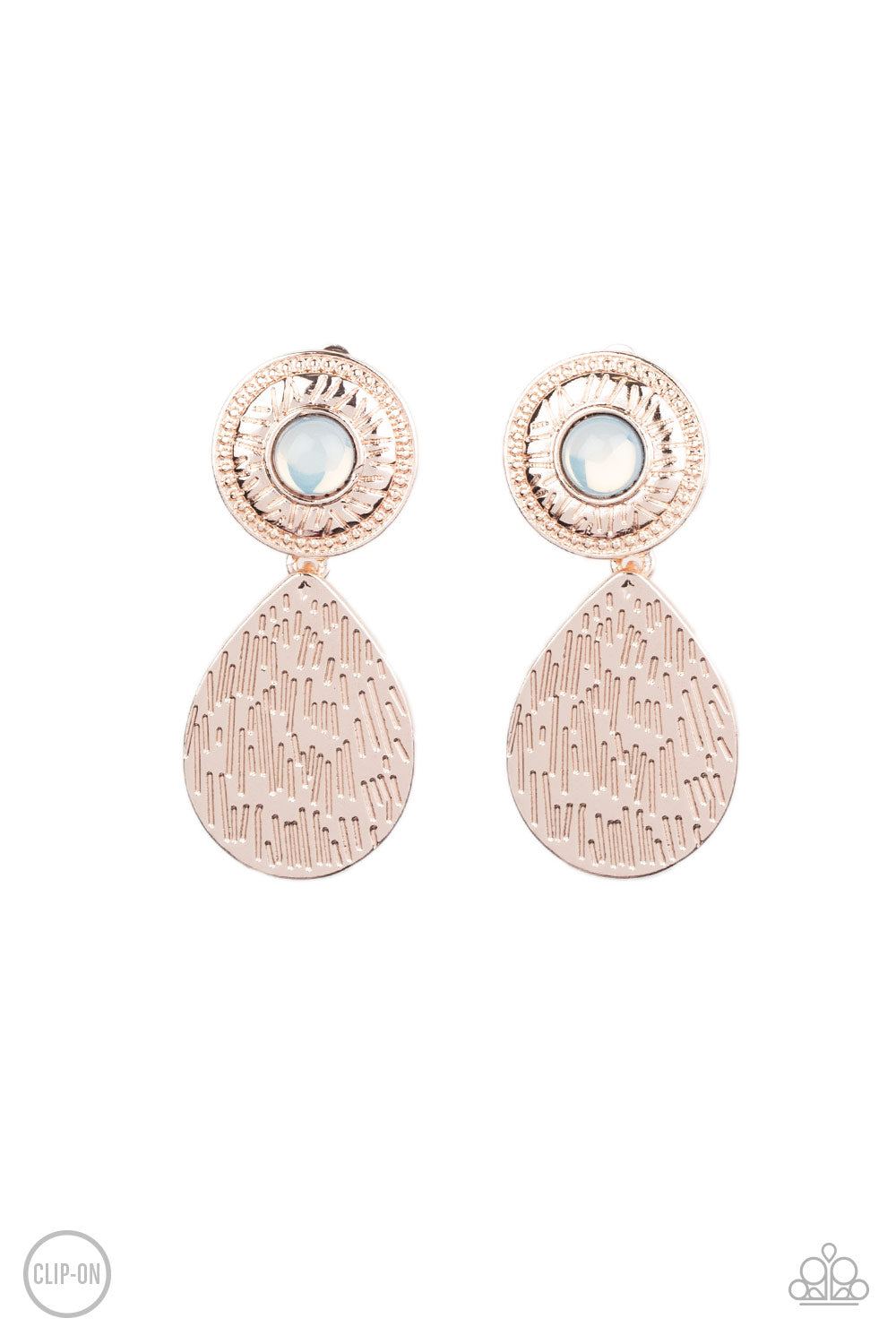 Paparazzi Emblazoned Edge - Rose Gold Clip-On Earrings