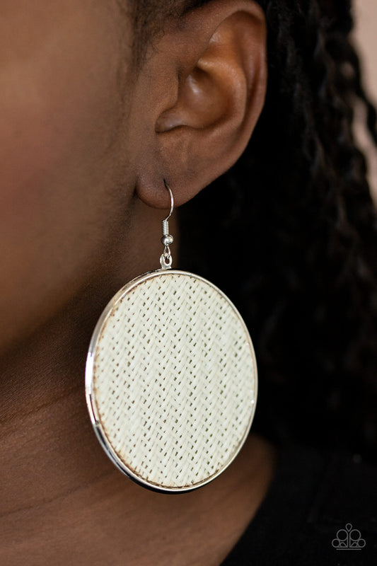 Wonderfully Woven - White Earrings 