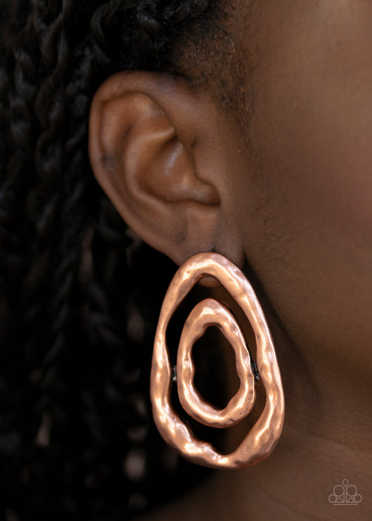 Paparazzi Ancient Ruins - Copper Post Earrings 