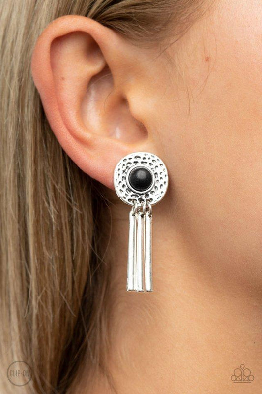 Paparazzi Desert Amulet - Black Clip-On Earrings