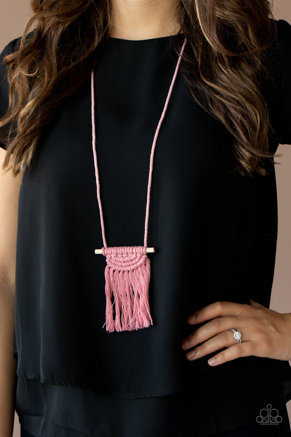 Between You and MACRAME - Pink Necklace