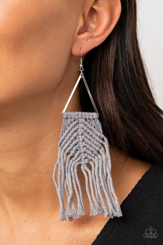 Paparazzi Macrame Jungle - Silver Earrings 