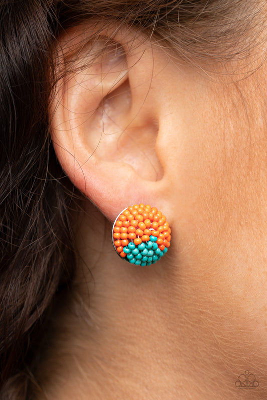 As Happy As Can BEAD - Orange Post Earrings