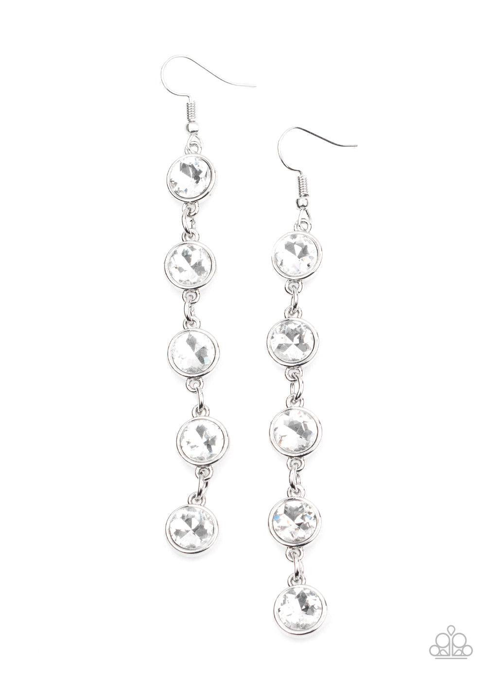 Trickle Down Twinkle - White Earrings