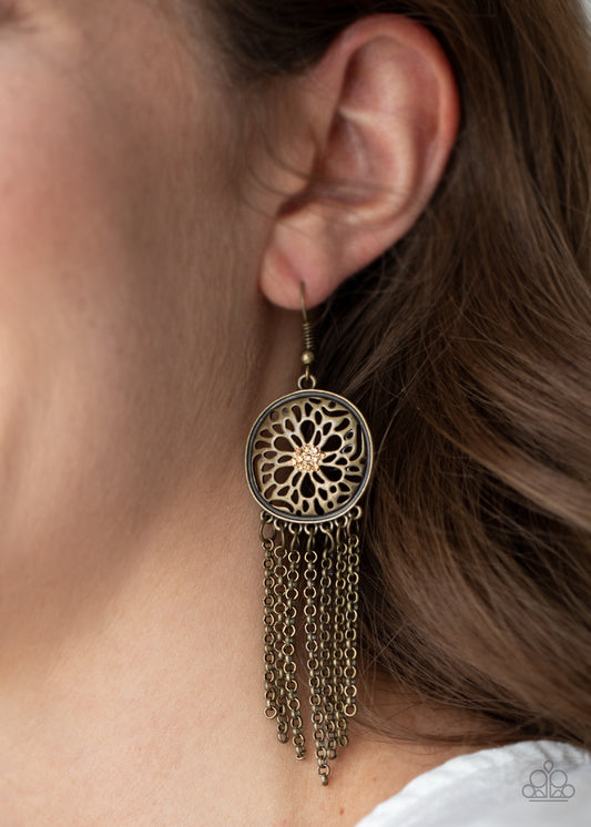 Blissfully Botanical - Brass Earrings 