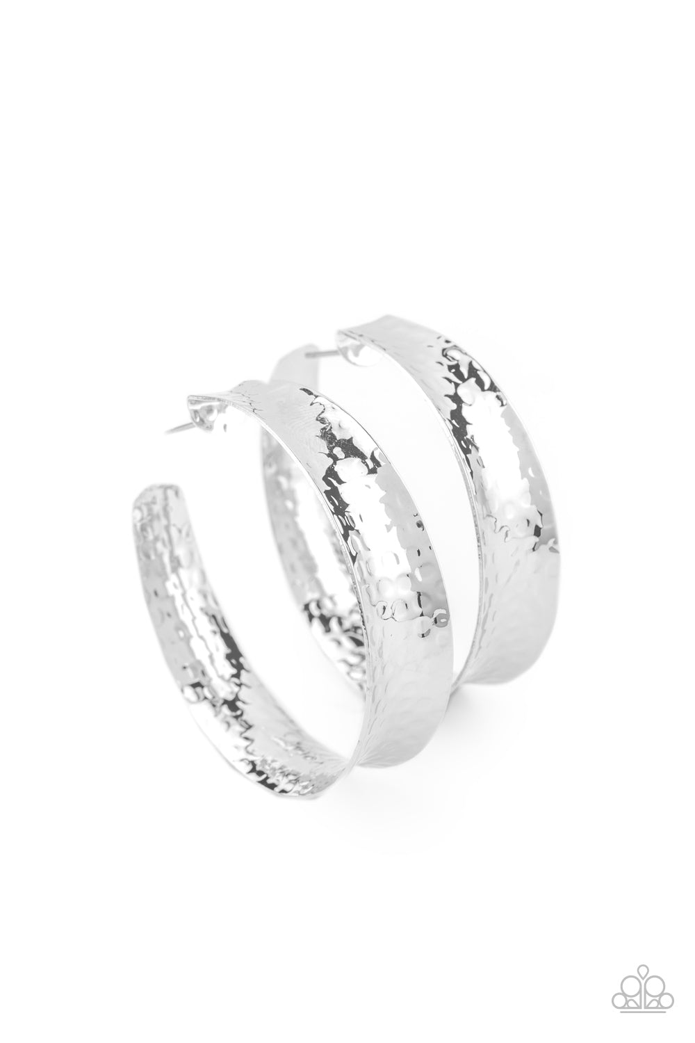 Paparazzi Fearlessly Flared - Silver Hoop Earrings 