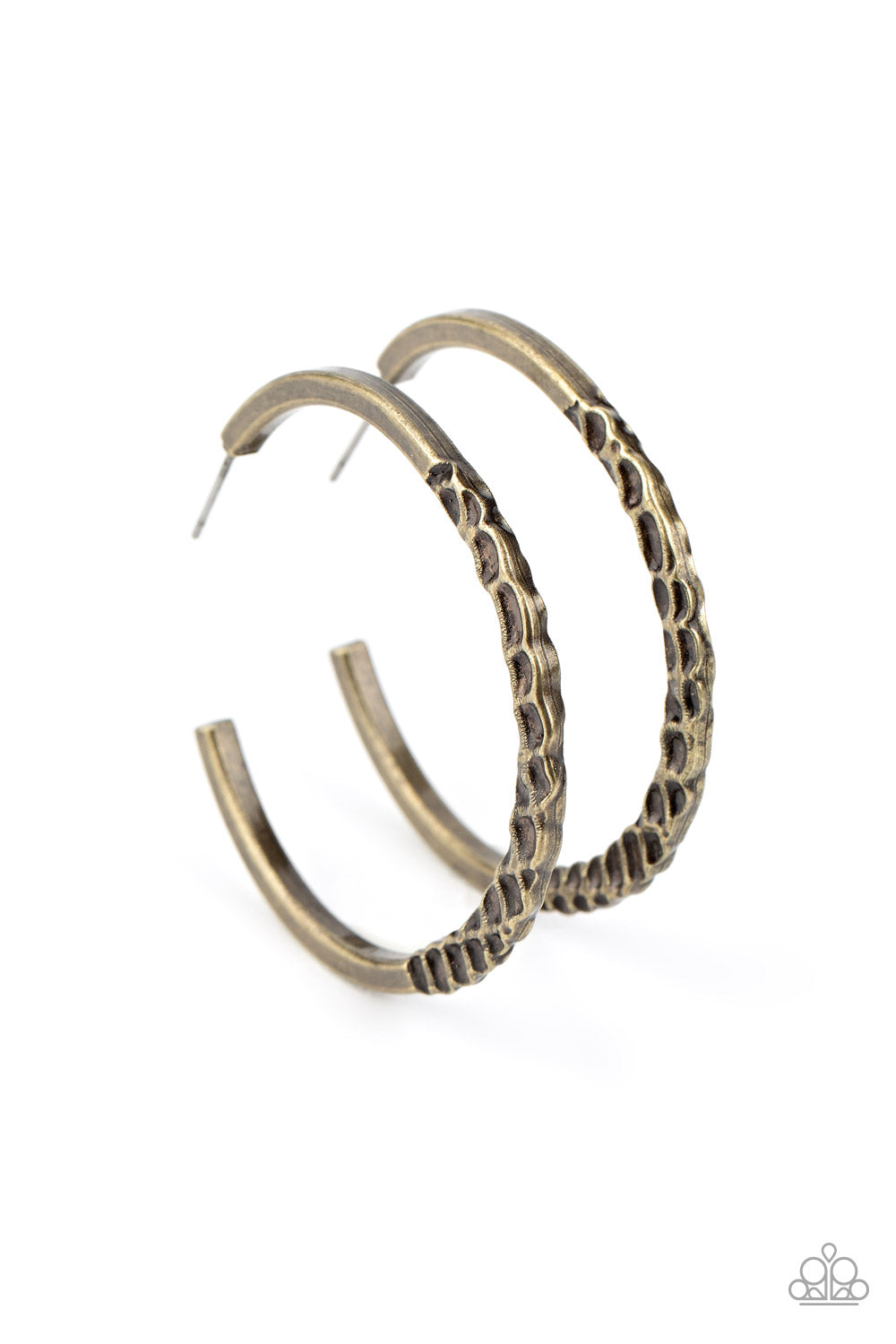 Paparazzi Imprinted Intensity - Brass Earrings 