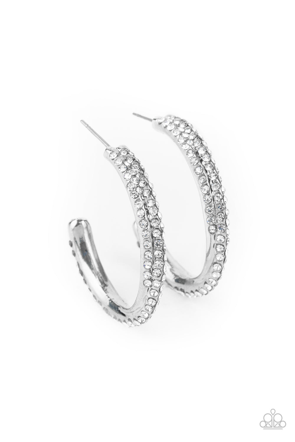 Trail Of Twinkle - White Hoop Earrings 