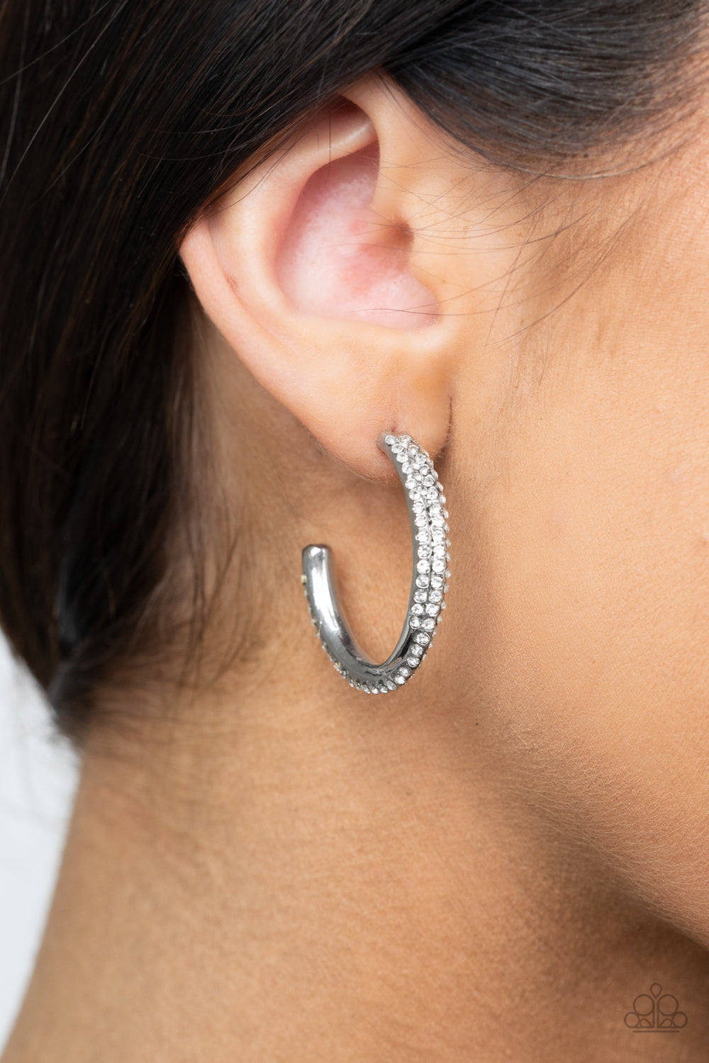 Trail Of Twinkle - White Hoop Earrings 