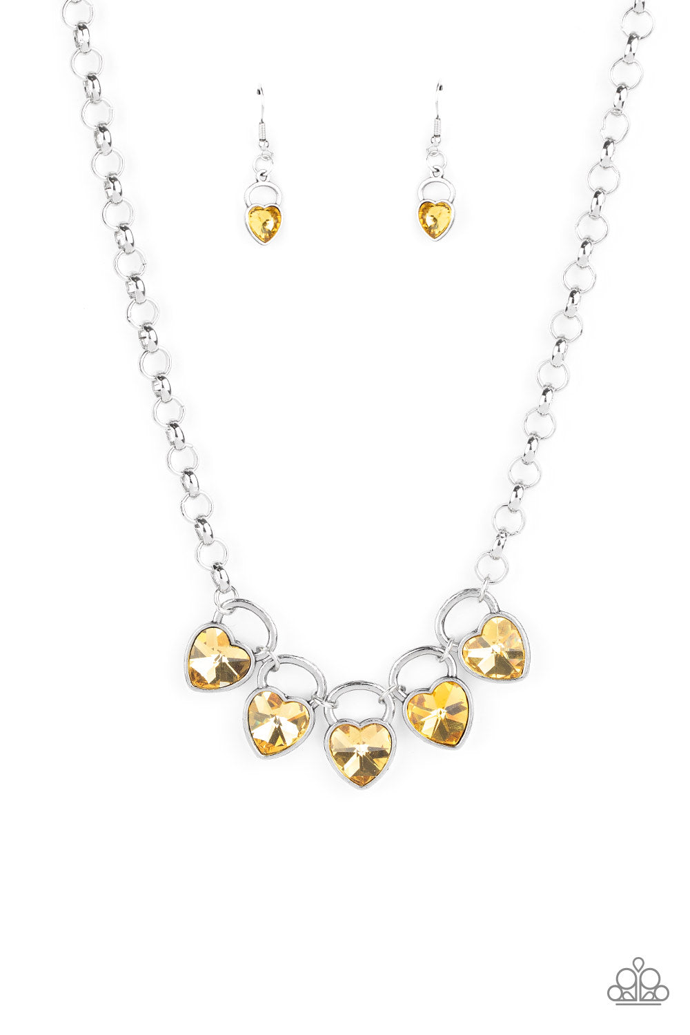 Paparazzi HEART On Your Heels - Yellow Necklace