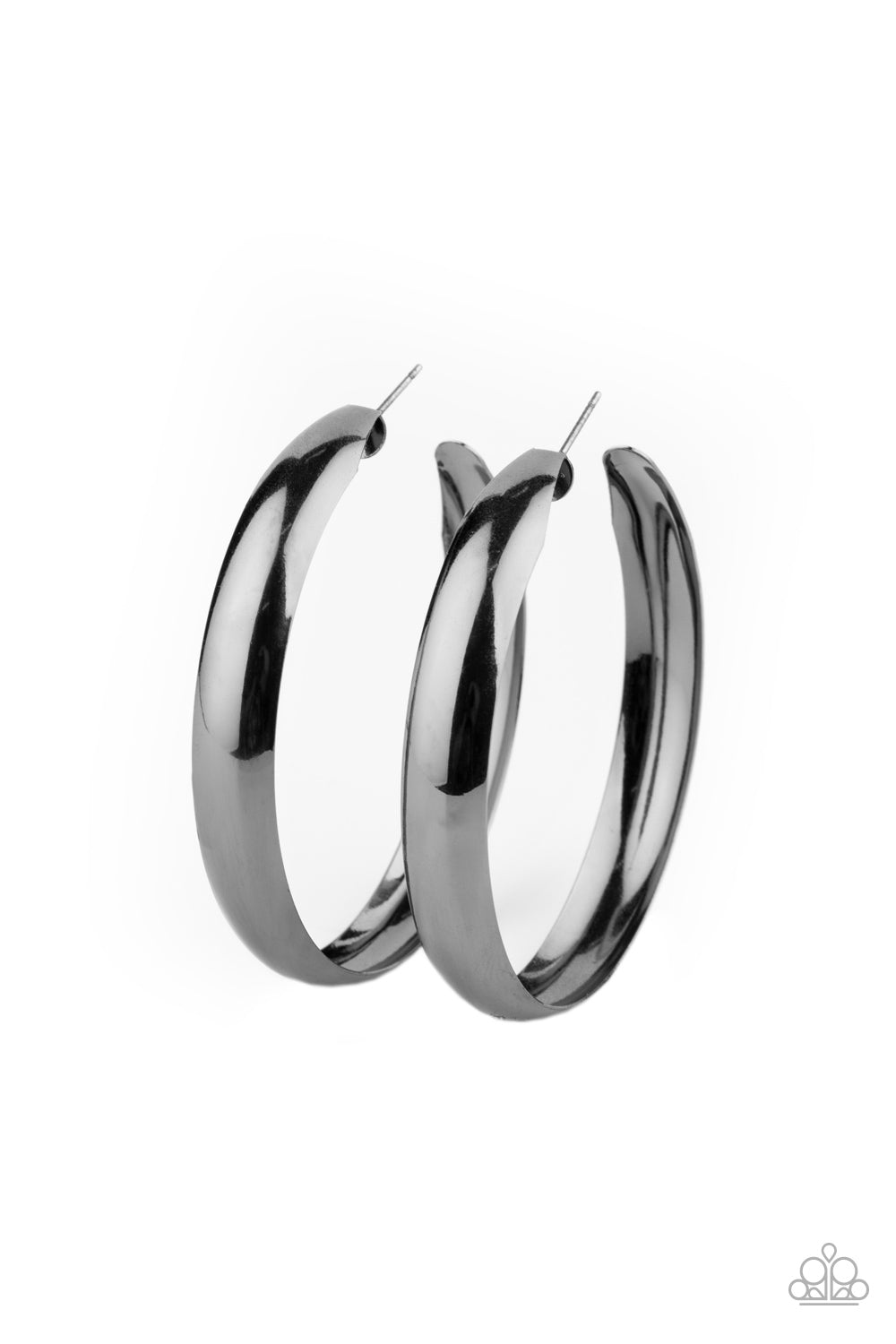 Paparazzi BEVEL In It - Black Hoop Earrings