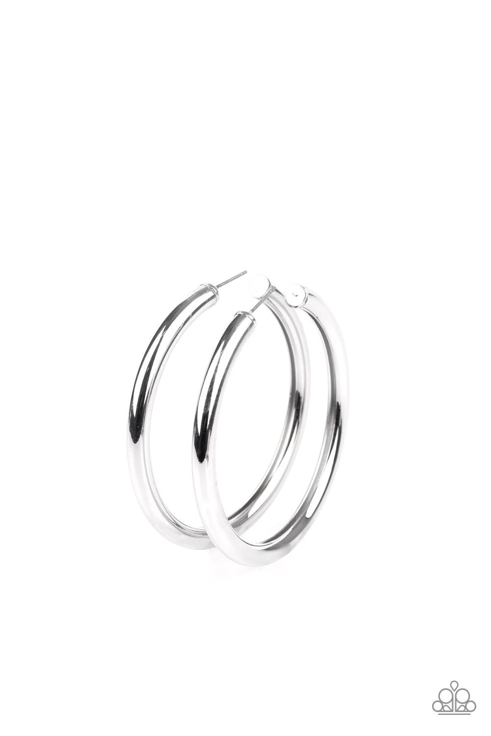 Paparazzi Curve Ball - Silver Hoop Earrings 