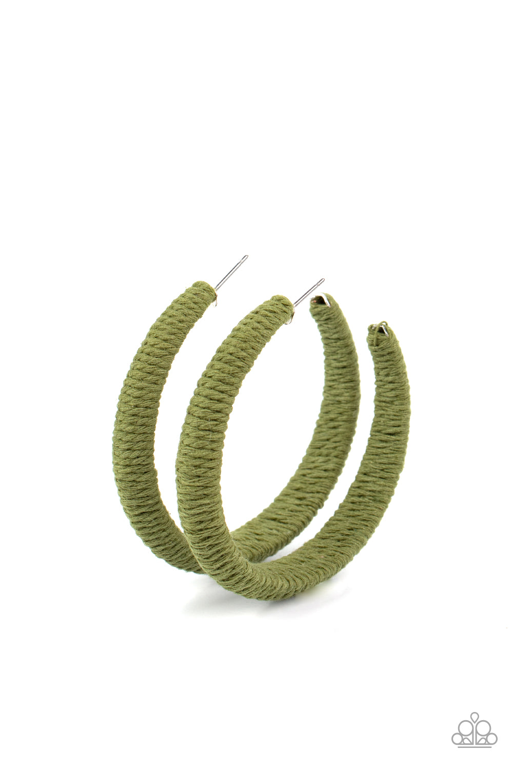 Paparazzi TWINE and Dine - Green Hoop Earrings 