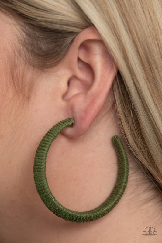 Paparazzi TWINE and Dine - Green Hoop Earrings 