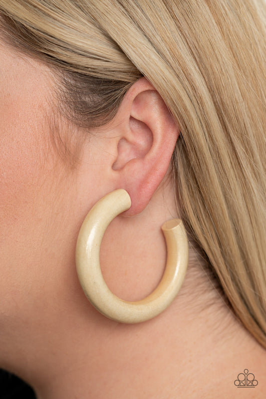 I WOOD Walk 500 Miles - White Hoop Earrings 