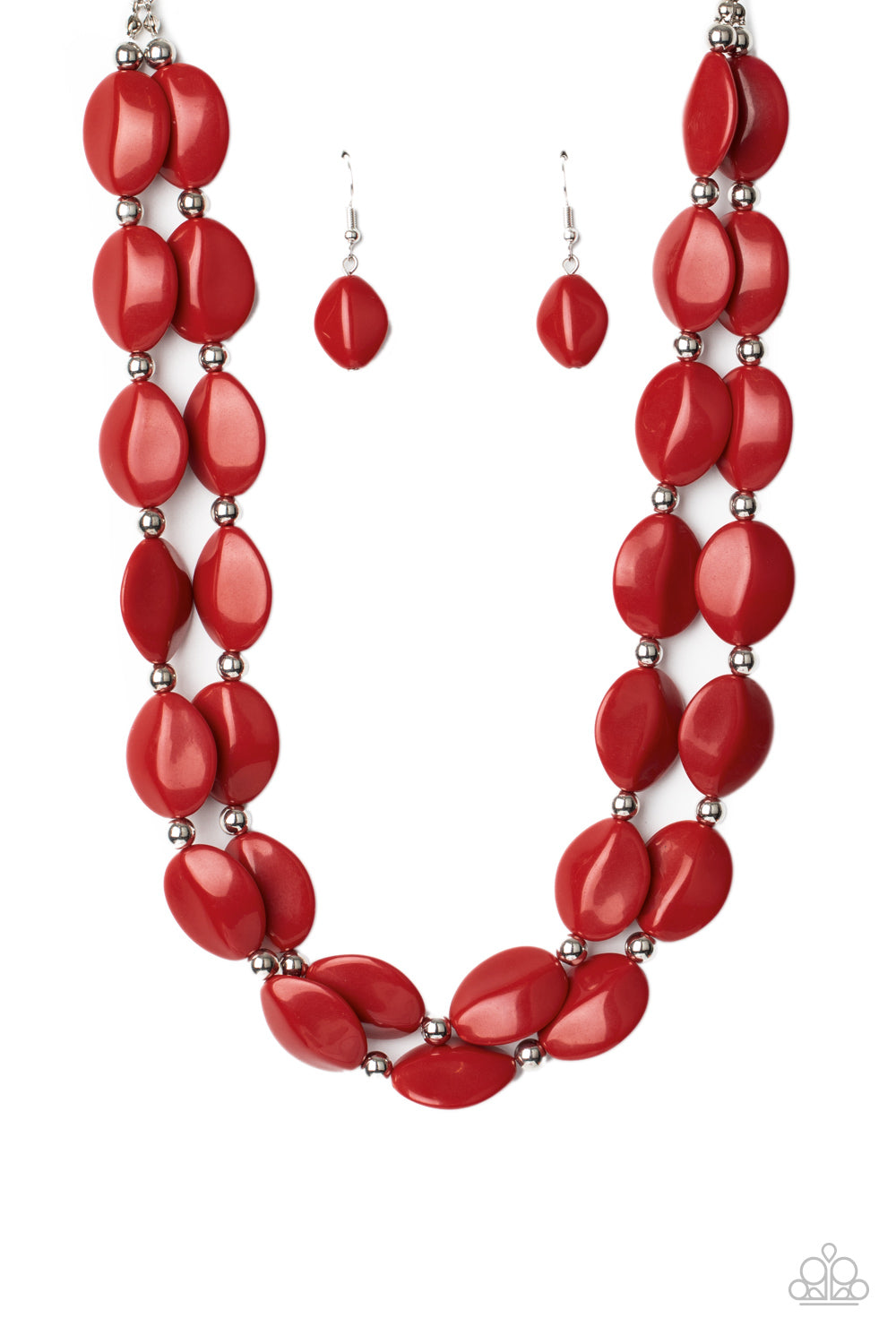 x Paparazzi Two-Story Stunner - Red Necklace 