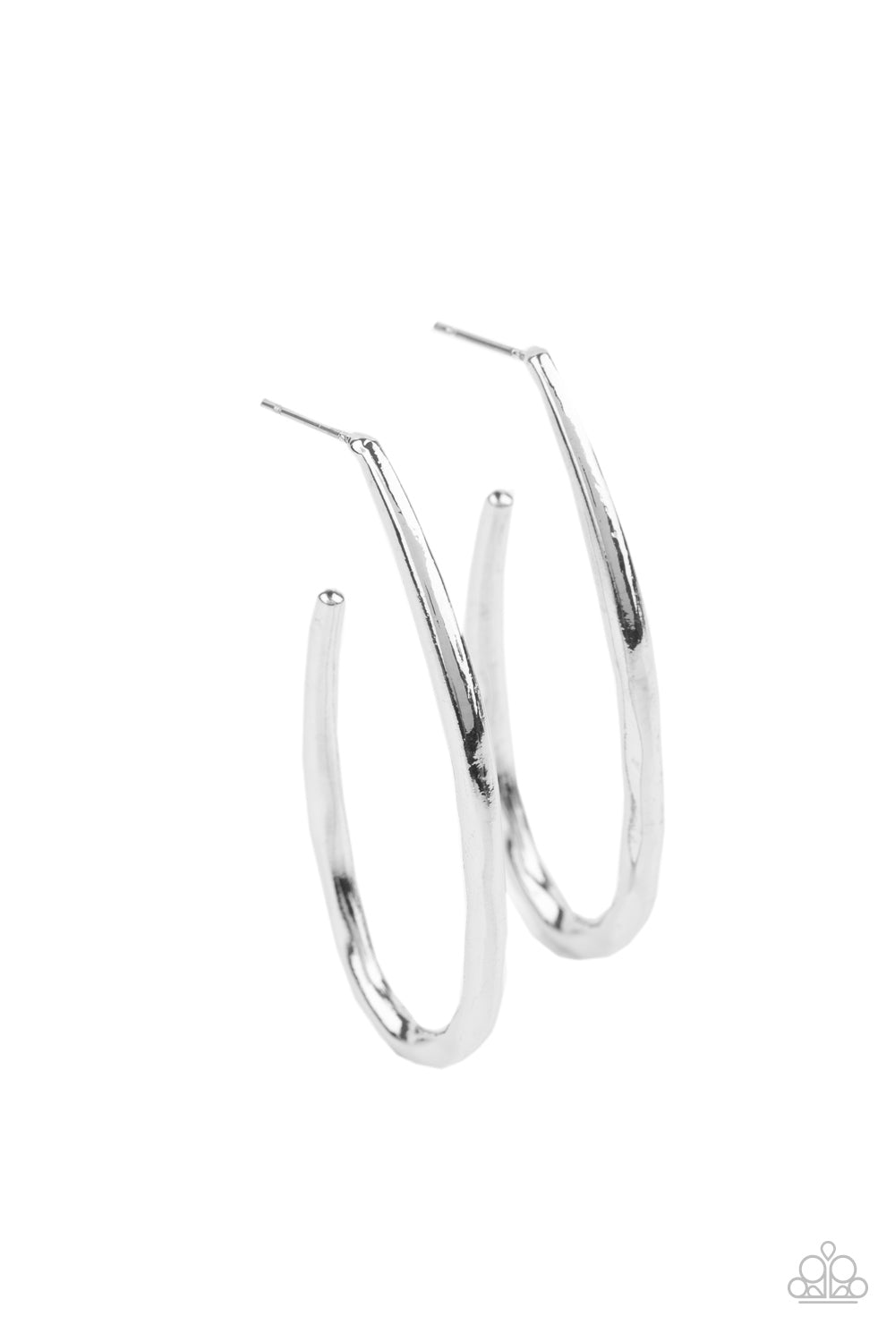 Paparazzi Totally Hooked - Silver Hoop Earrings 