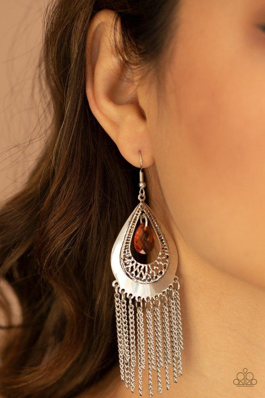 Paparazzi Scattered Storms - Orange Earrings
