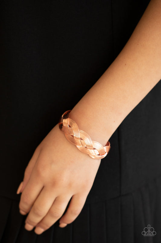 Paparazzi Woven Wonder - Copper Bracelet 