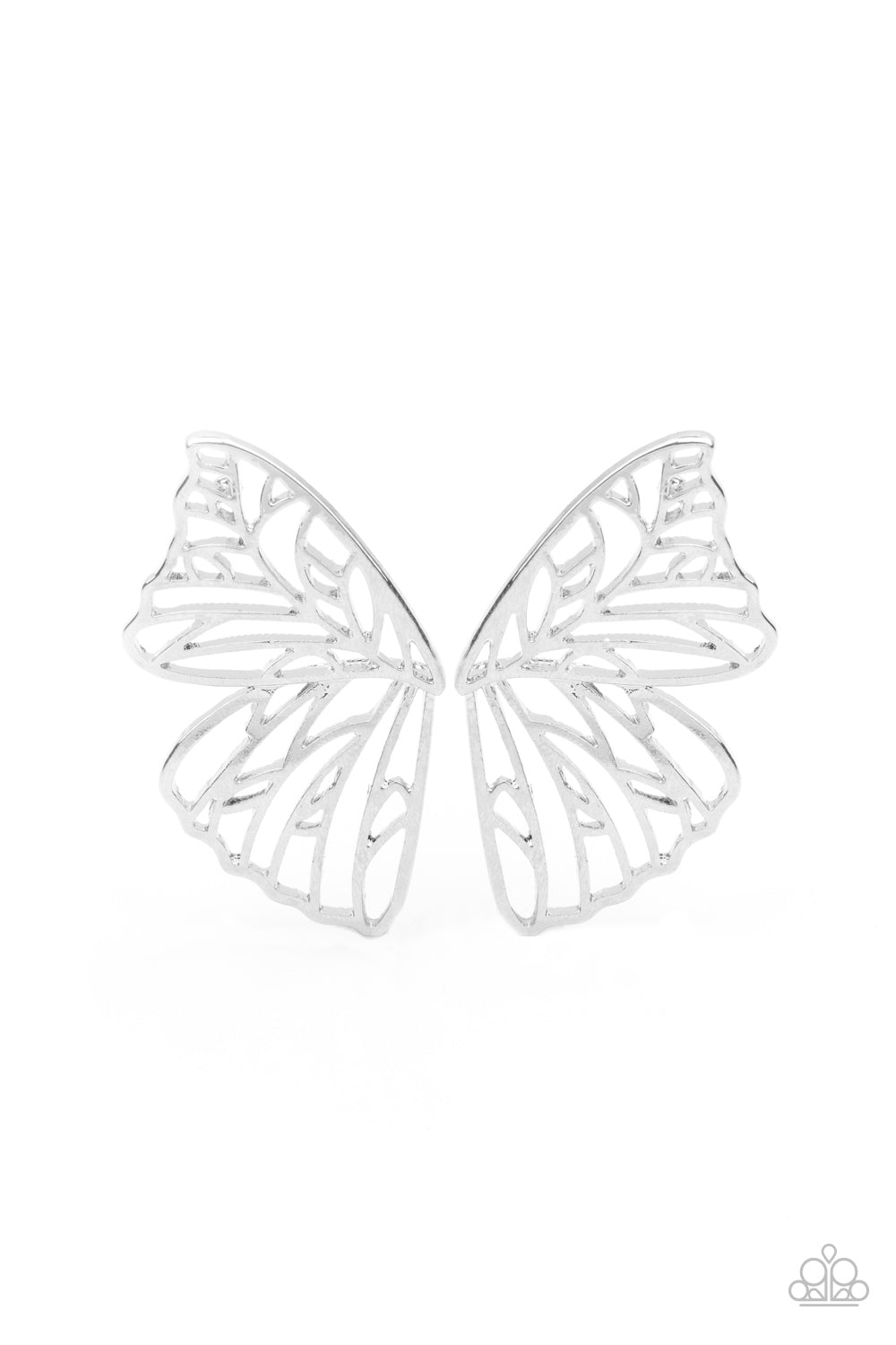 Paparazzi Butterfly Frills - LOP August 2021 Silver Earrings 