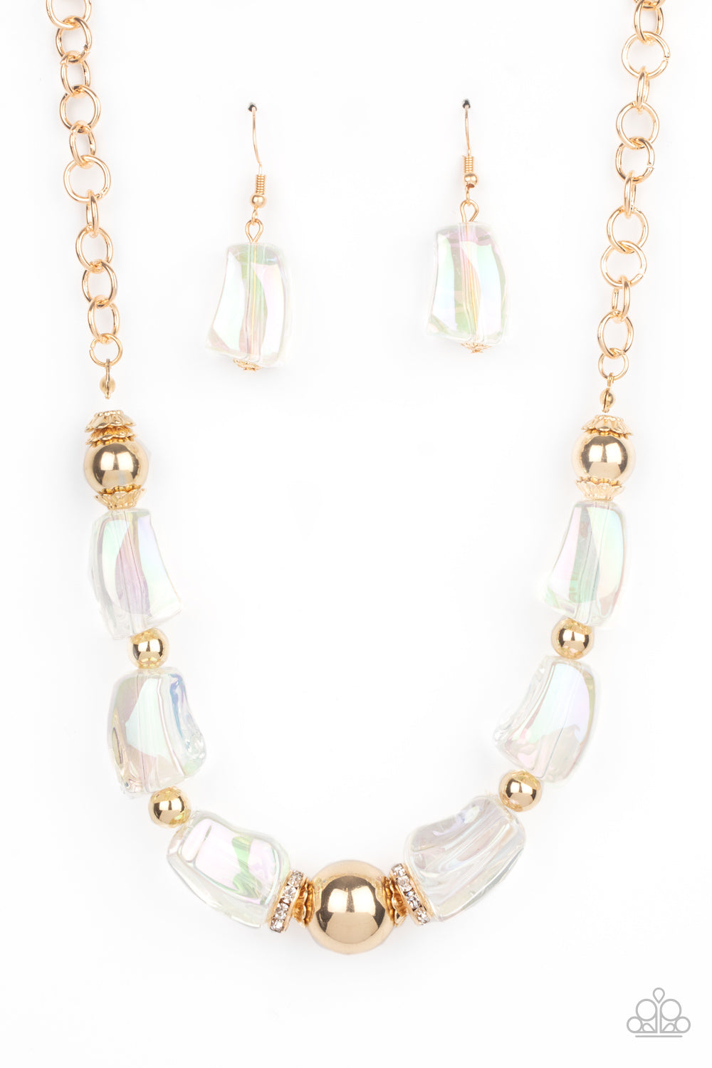 Paparazzi Iridescently Ice Queen - Gold Necklace 