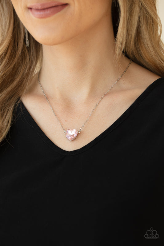 She Works HEART For The Money - Pink Necklace