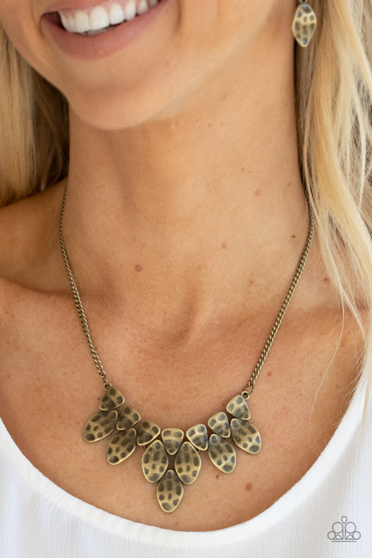 Paparazzi Rustic Smolder - Brass Necklace 