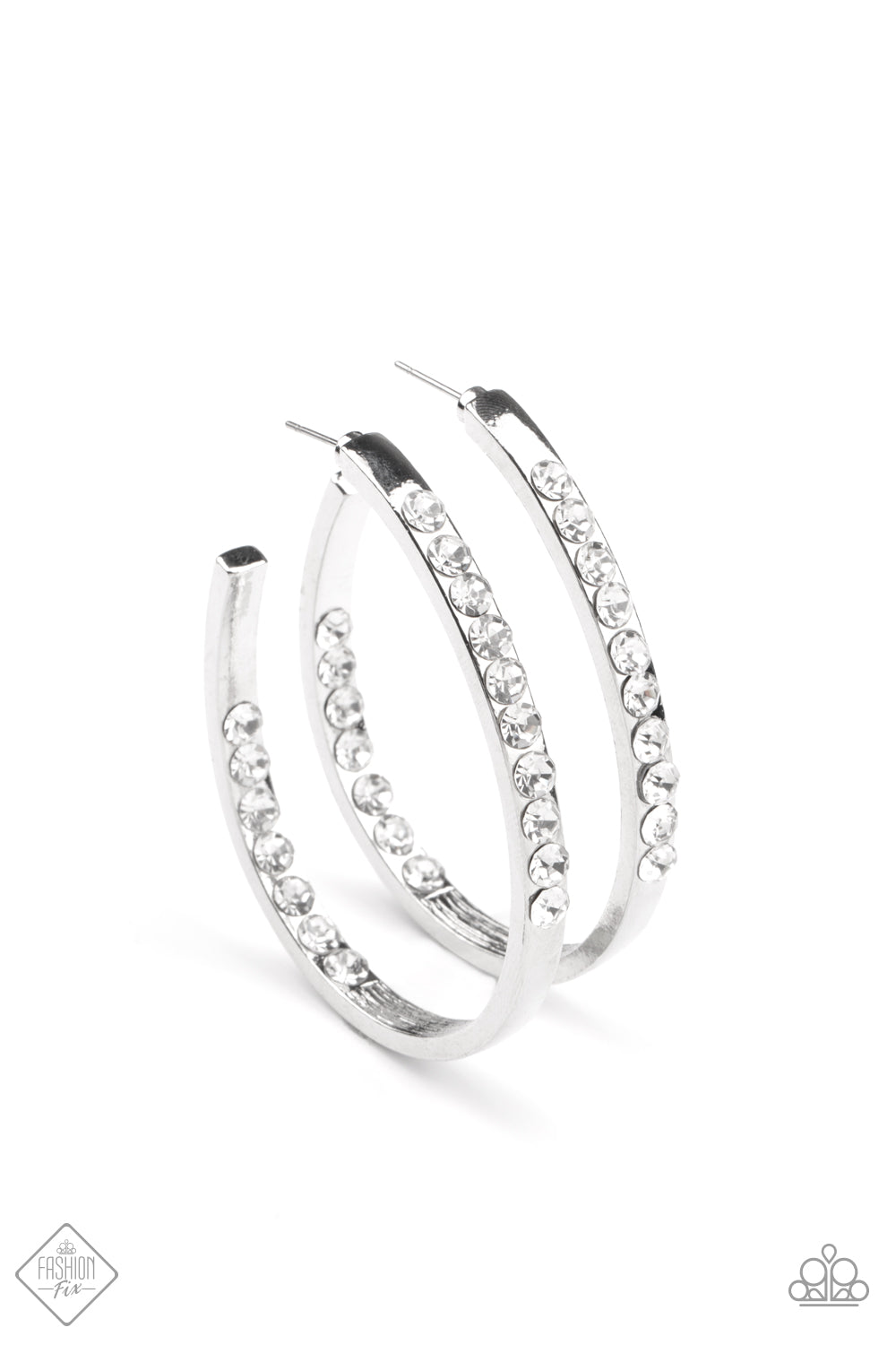 Paparazzi Borderline Brilliance - White Hoop Earrings 