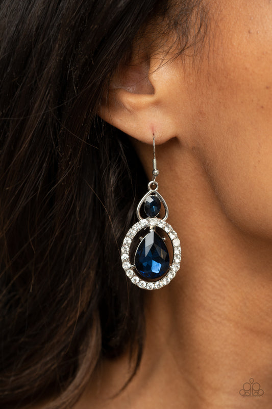 Paparazzi Double The Drama - Blue Earrings 