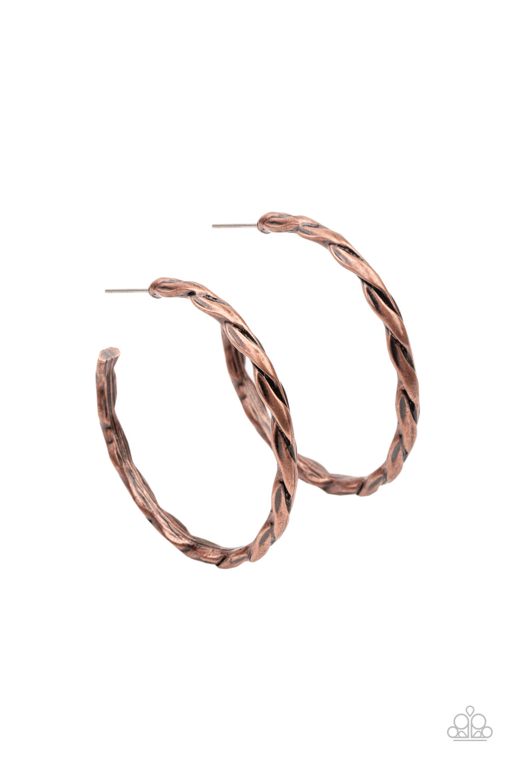 Paparazzi Dont Get It Twisted - Copper Hoop Earrings 