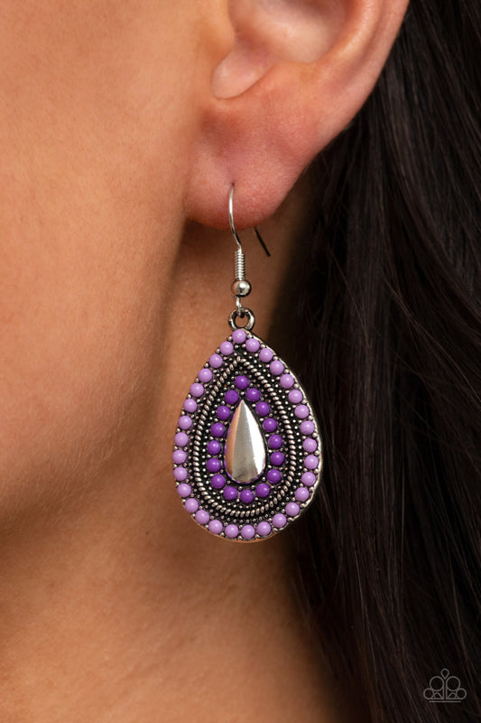 Paparazzi Beaded Bonanza - Purple Earrings 