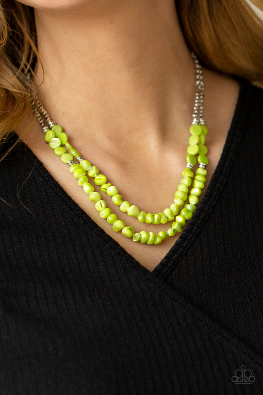 Paparazzi Staycation Status - Green Necklace 