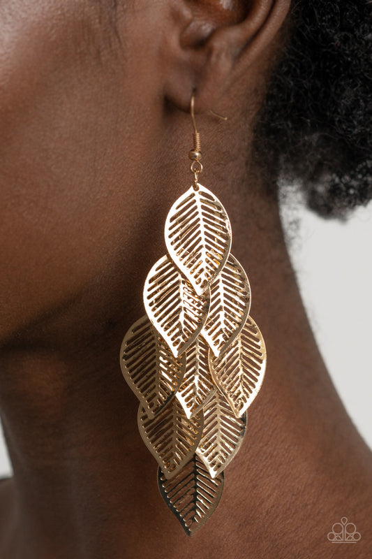 Paparazzi Limitlessly Leafy - Gold Earrings 