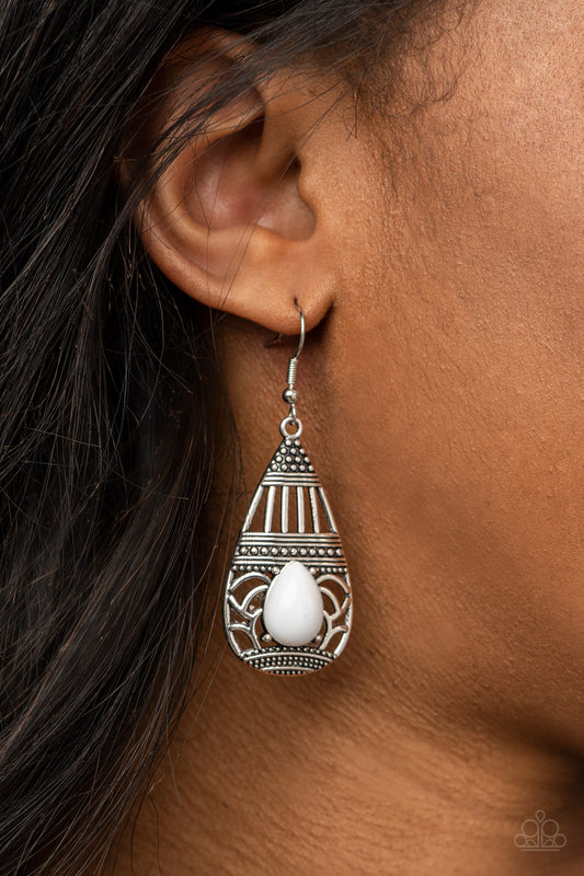Paparazzi Eastern Essence - White Earrings 
