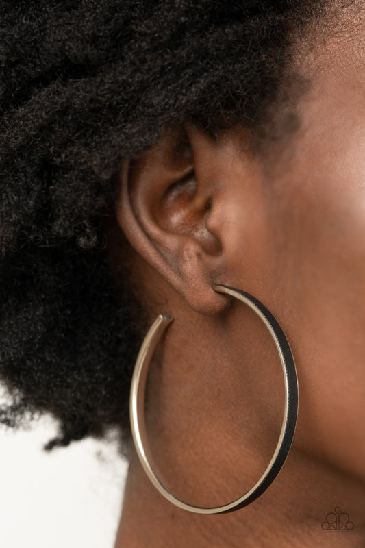 Paparazzi Fearless Flavor - Black Hoop Earrings 