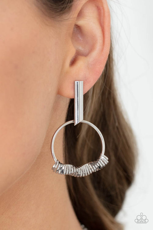 Paparazzi Set Into Motion - Silver Post Earrings 