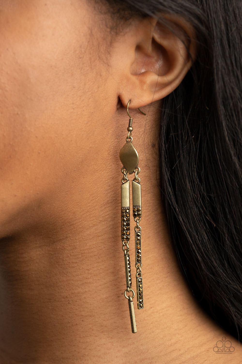 Paparazzi Defined Dazzle - Brass Earrings 