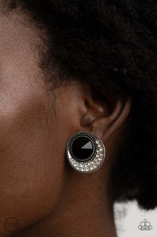 Paparazzi Off The RICHER-Scale - Black Clip On Earrings 