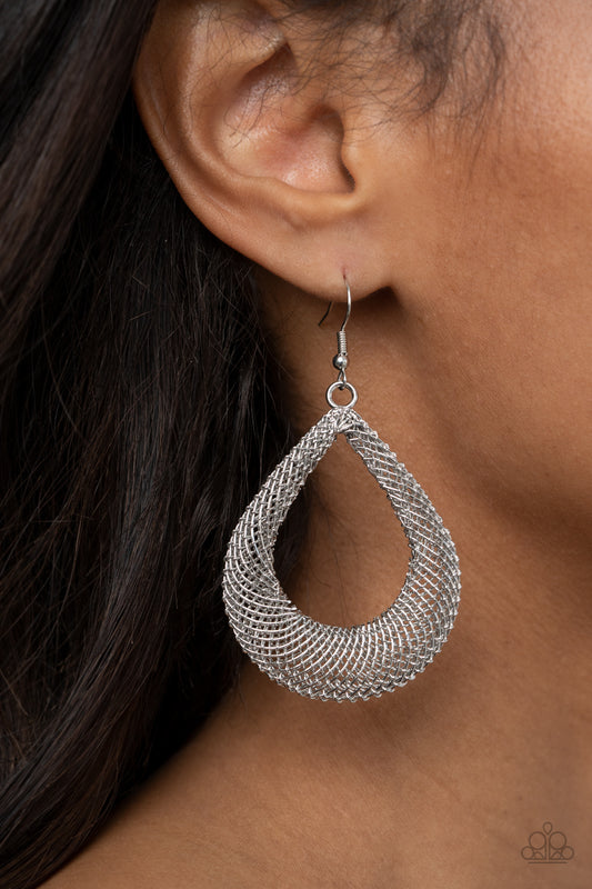 Paparazzi A Hot MESH - Silver Earrings 