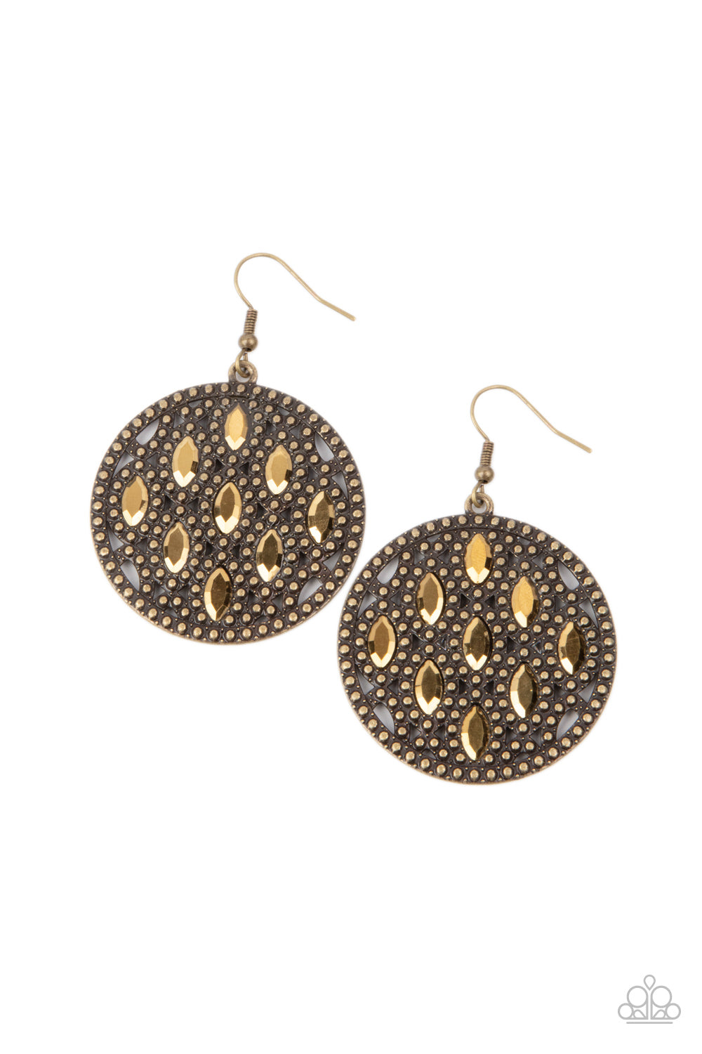 Paparazzi Medallion Stallion - Brass Earrings 