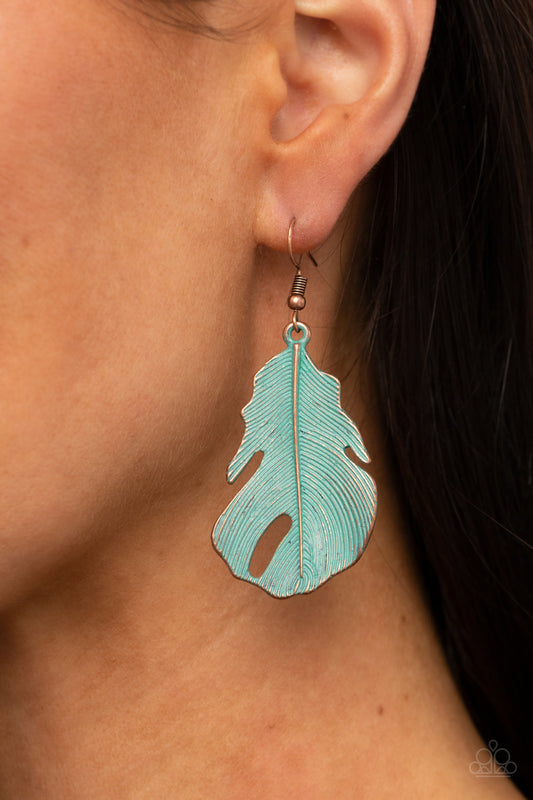 Heads QUILL Roll - Copper Earrings 