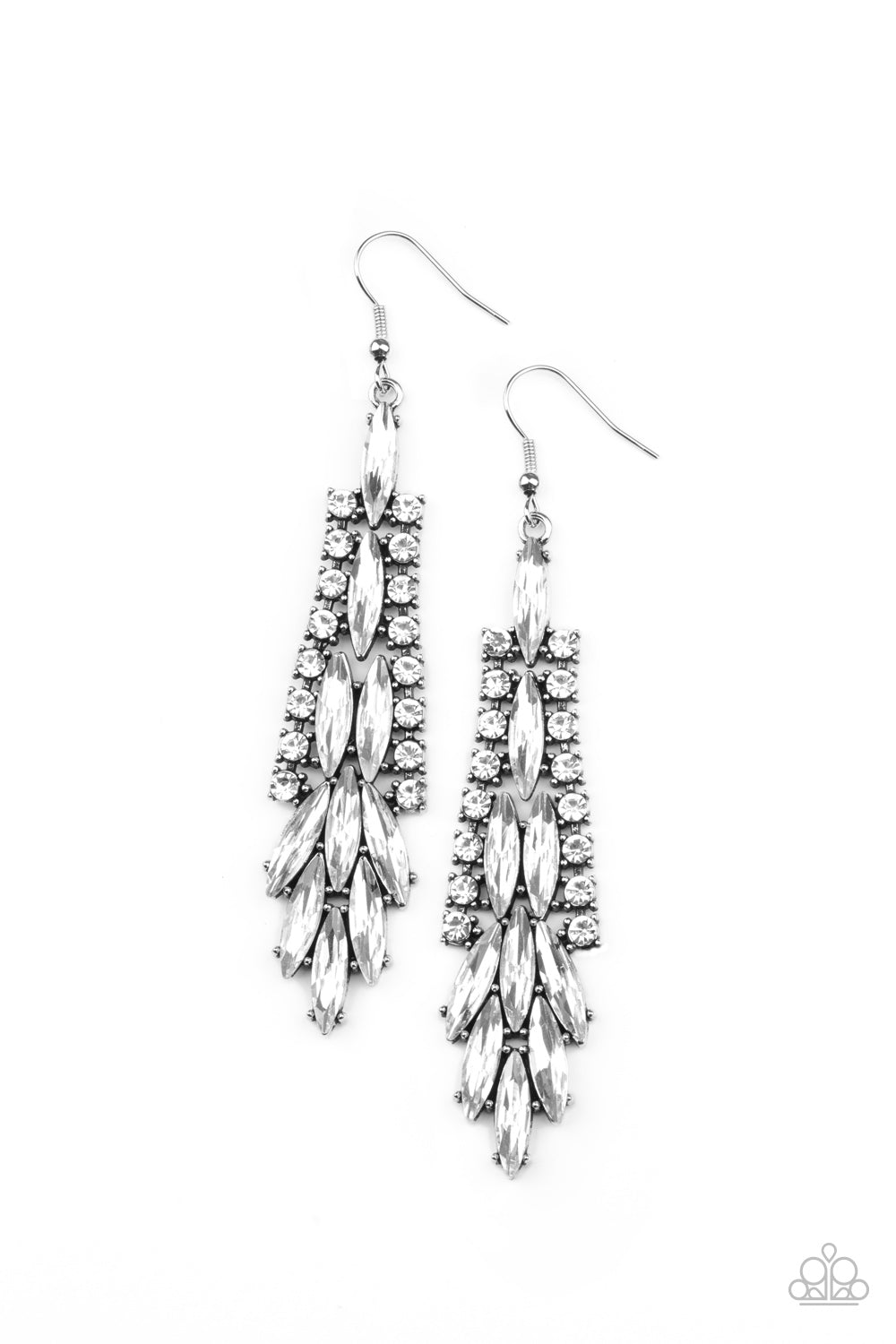 Paparazzi Crown Heiress - White Earrings 