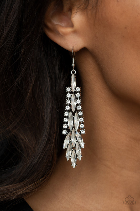 Paparazzi Crown Heiress - White Earrings 