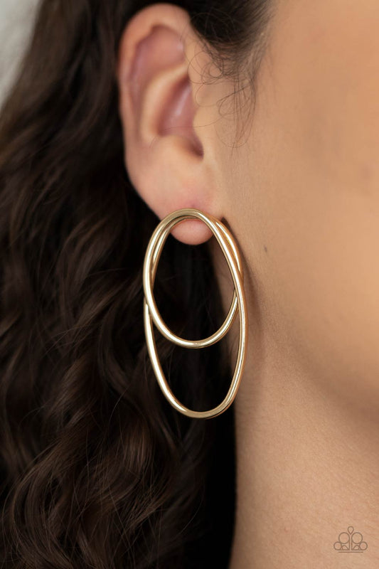 So OVAL-Dramatic - Gold Post Earrings