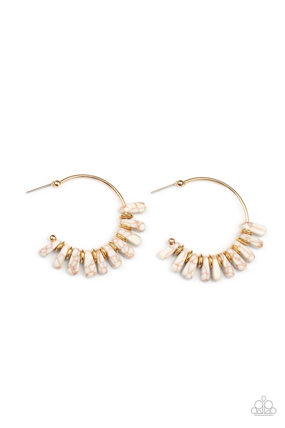 Poshly Primitive - White Hoop Earrings 