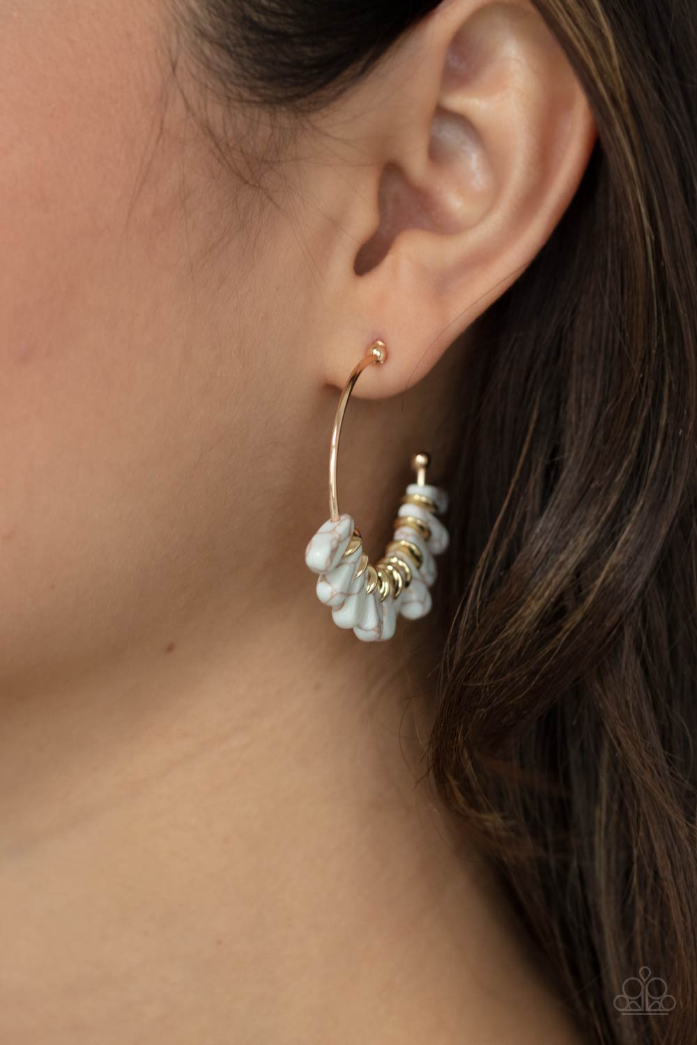 Poshly Primitive - White Hoop Earrings 