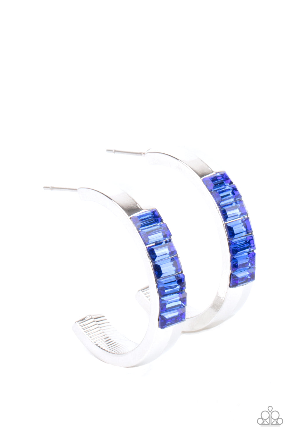 Paparazzi Bursting With Brilliance - Blue Hoop Earrings 