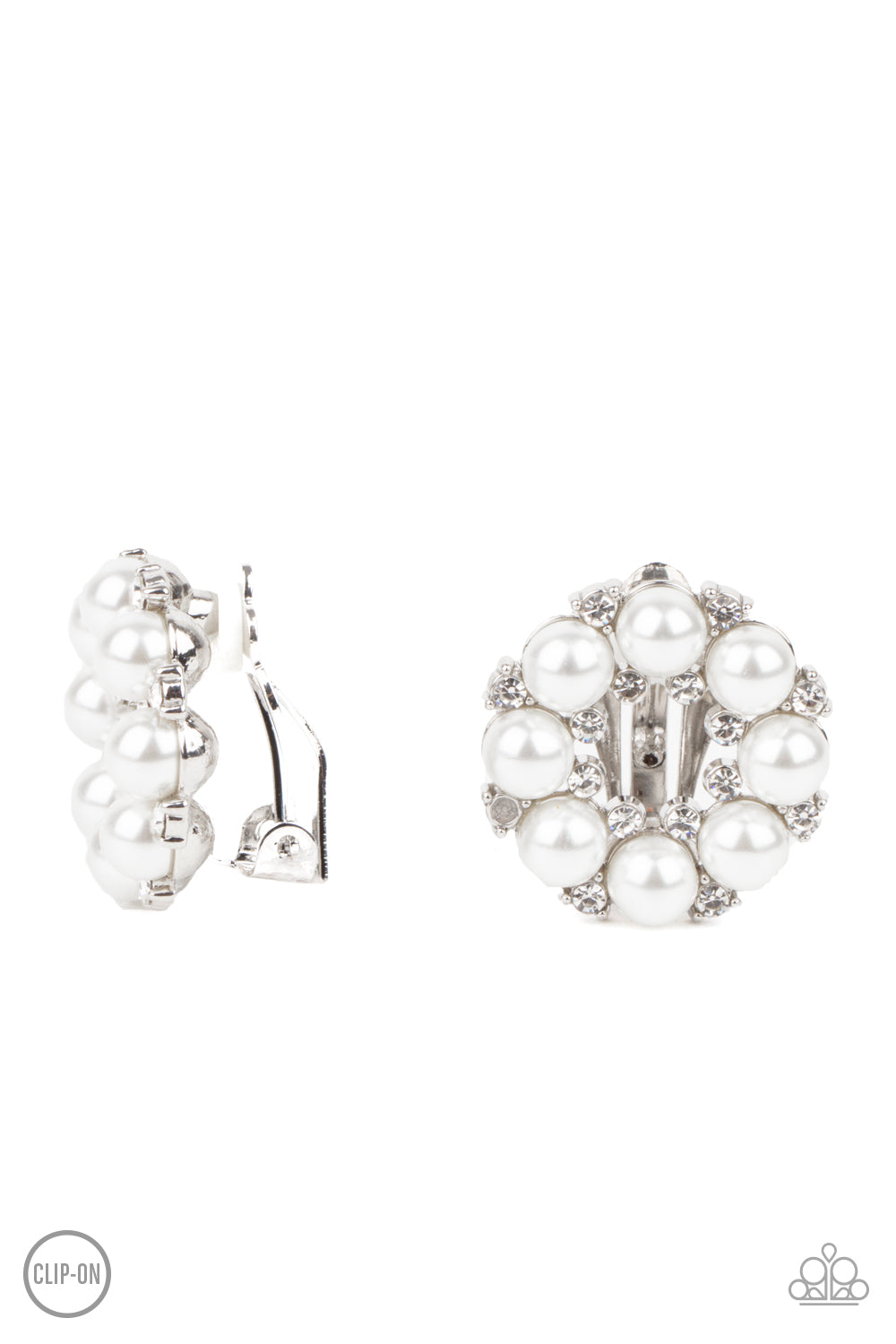 Paparazzi Roundabout Ritz - White Clip On Earrings 