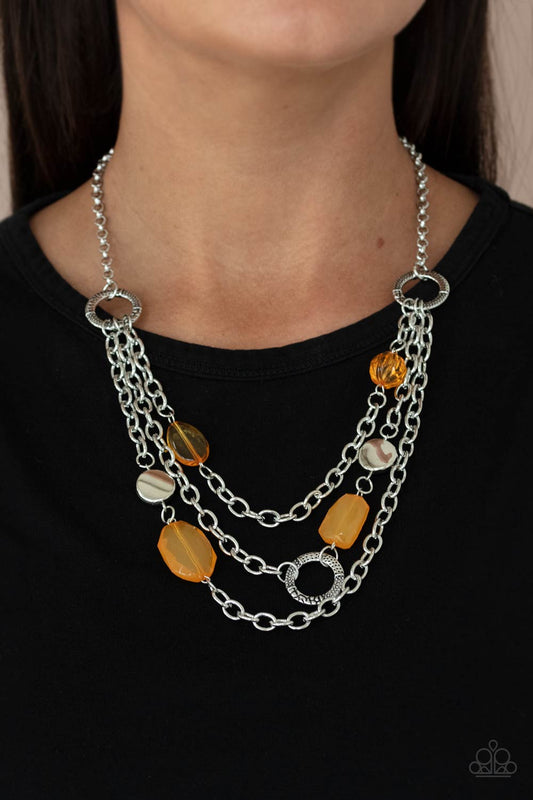 Paparazzi Oceanside Spa - Orange Necklace